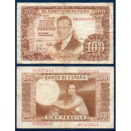 Espagne Pick N°145a, B Billet de banque de 100 pesetas 1953