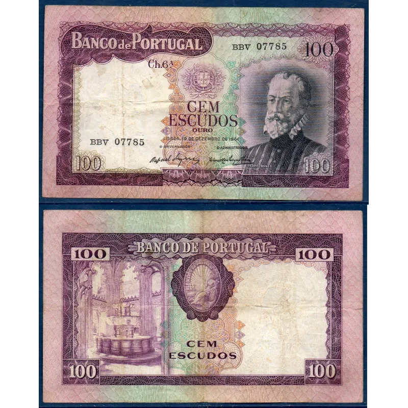 Portugal Pick N°165a, TB Billet de banque de 100 Escudos 1961