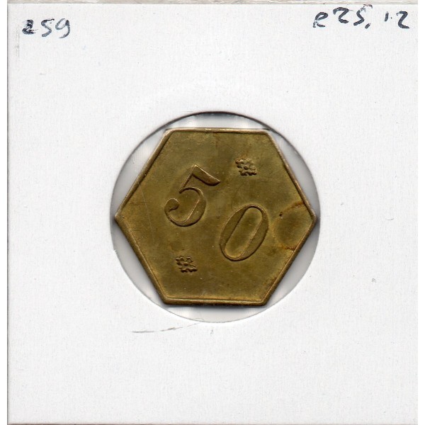 50 centimes Cabaret la Belle meunière, Paris non daté Laiton monnaie de nécessité