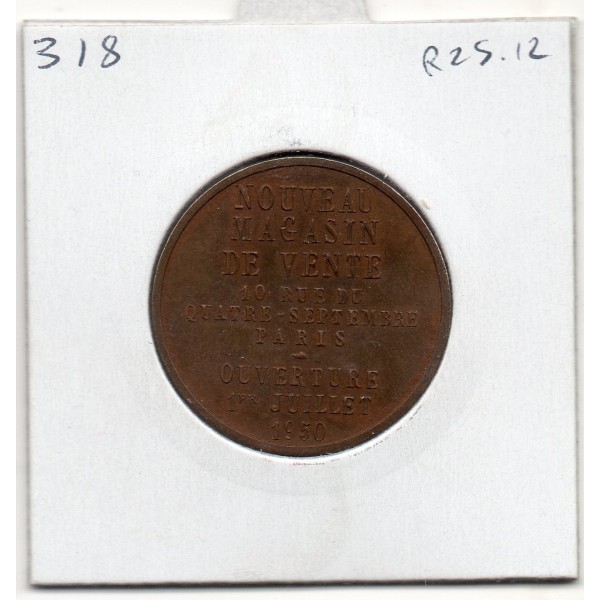Jeton publicitaire, nouveau magasin de vente 10 rue du 4 septembre à Paris, 1950