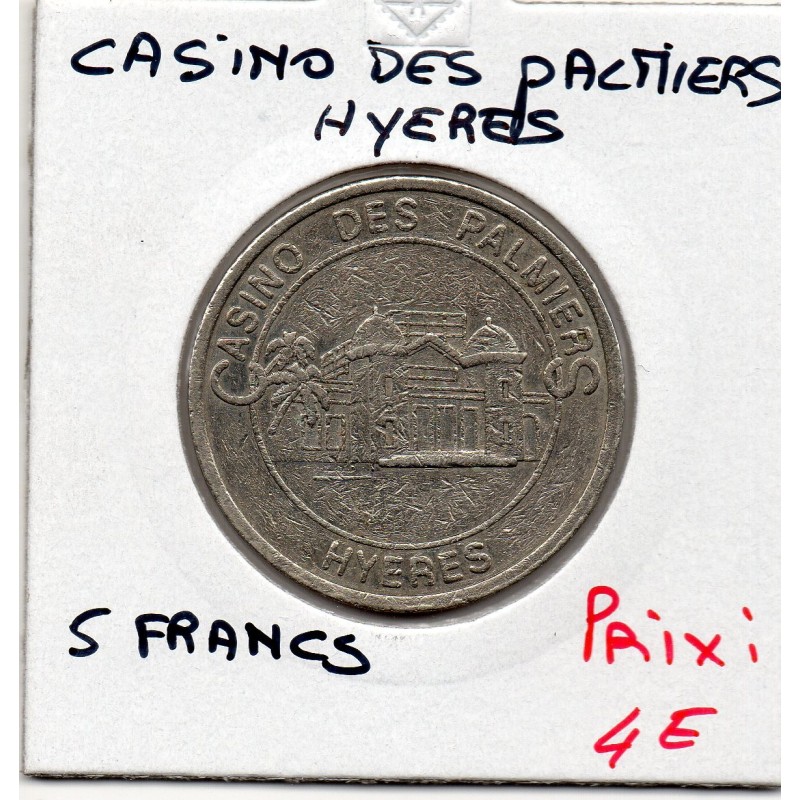 Jeton 5 francs casino des palmiers à Hyeres, Slot machine