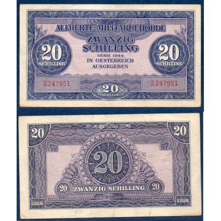 Autriche Pick N°107, TTB Billet de banque de 20 Schillings 1944