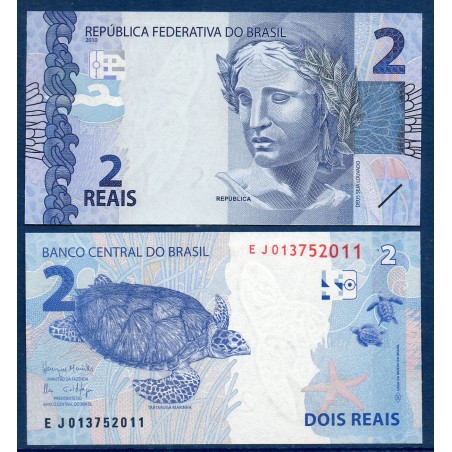 Bresil Pick N°252A, Billet de banque de 2 reais 2010