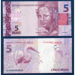 Bresil Pick N°253d,  Neuf Billet de banque de 5 reais 2010