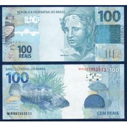 Bresil P.257f, neuf Billet de 100 reais 2010 turquoise