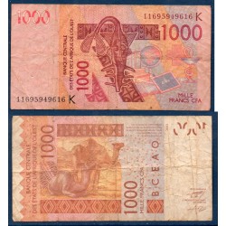 BCEAO Pick 715Kj pour le Senega  ,TB Billet de banque de 1000 Francs CFA 2011