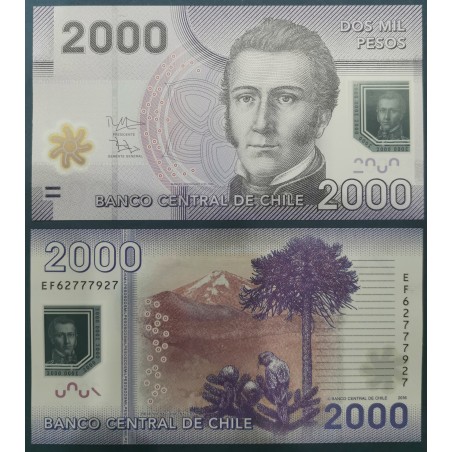 Chili Pick N°162f, Billet de banque de 2000 Pesos 2016