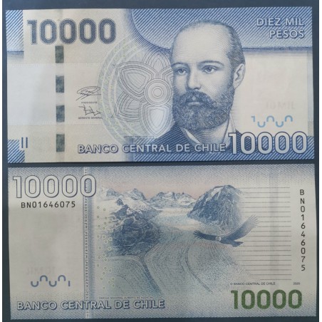 Chili Pick N°164i, neuf Billet de banque de 10000 Pesos 2020