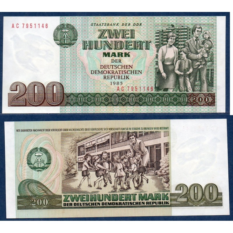 Allemagne RDA Pick N°32, Billet de banque de 200 Mark 1985 Allemagne RDA Pick N°32, Billet de banque de 200 Mark 1985