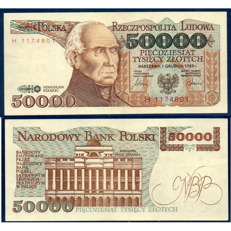 Pologne Pick N°153a, TTB+ Billet de banque de 50000 Zlotych 1989