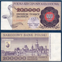 Pologne Pick N°155a, TTB Billet de banque de 200000 Zlotych 1989