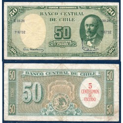 Chili Pick N°126b, TB Billet de banque de 5 centesimos 1960-1961