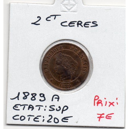 2 centimes Cérès 1889 Sup, France pièce de monnaie