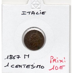 Italie 1 centesimo 1867 M Milan TTB+, KM 1 pièce de monnaie