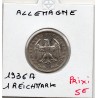 Allemagne 1 reichsmark 1936 A, Sup KM 78 pièce de monnaie