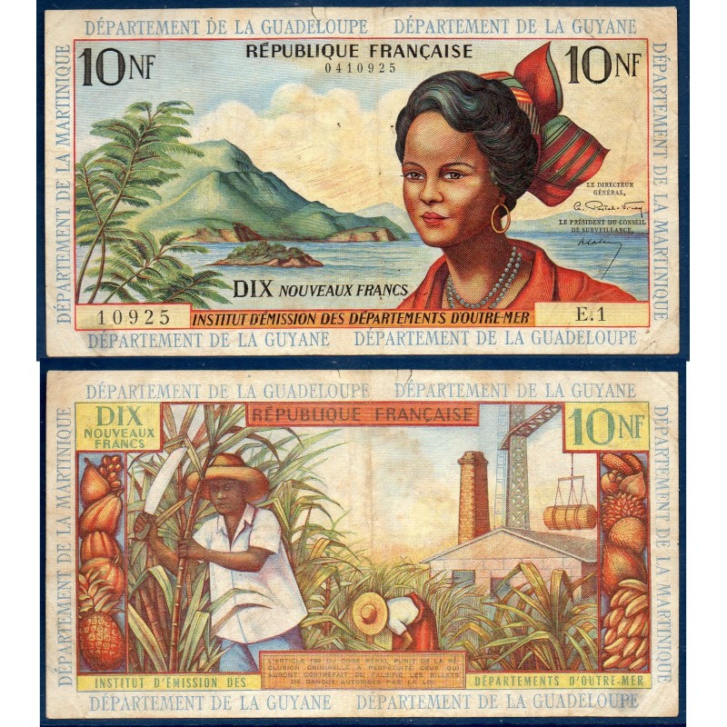 Antilles Française Pick N°5a, TB Billet de banque de 10 nouveaux francs 1963
