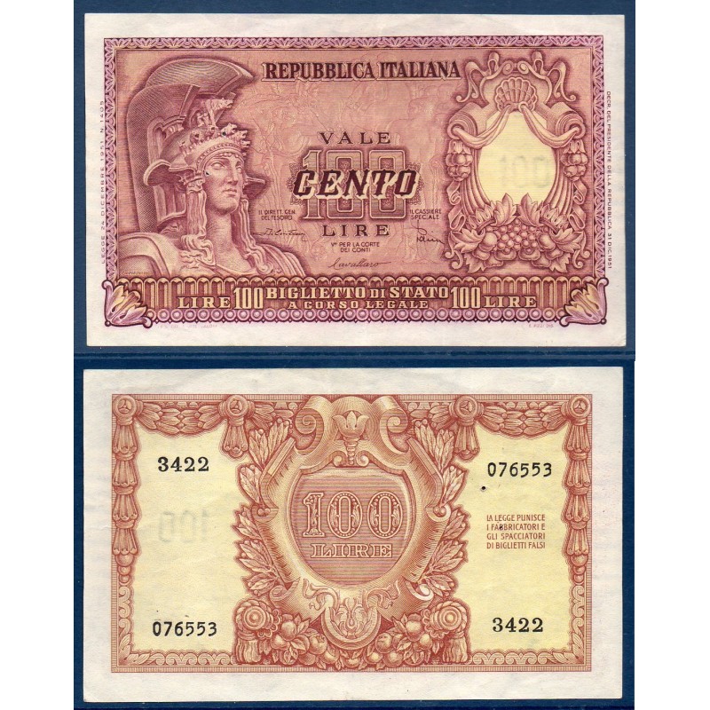 Italie Pick N°92b, TTB Billet de banque de 100 Lire 1951
