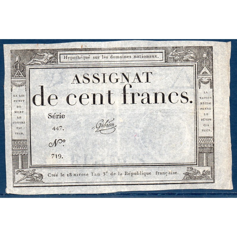Assignat 100 francs 18 Nivose an 3 TTB signature Tuet Musz 49