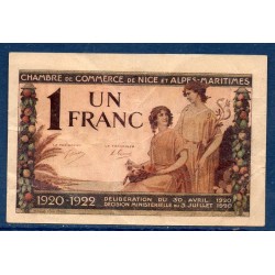 Nice et Alpes Maritimes 1 franc TTB 30.4.1920 Pirot 91.11 Billet de la chambre de Commerce