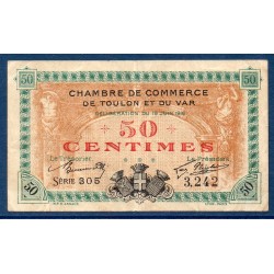 Toulon et Var 50 centimes TB 19.6.1916 pirot 121.4 Billet de la chambre de Commerce