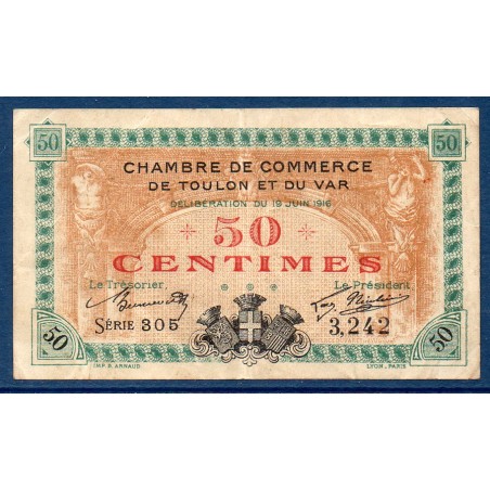 Toulon et Var 50 centimes TB 19.6.1916 pirot 121.4 Billet de la chambre de Commerce