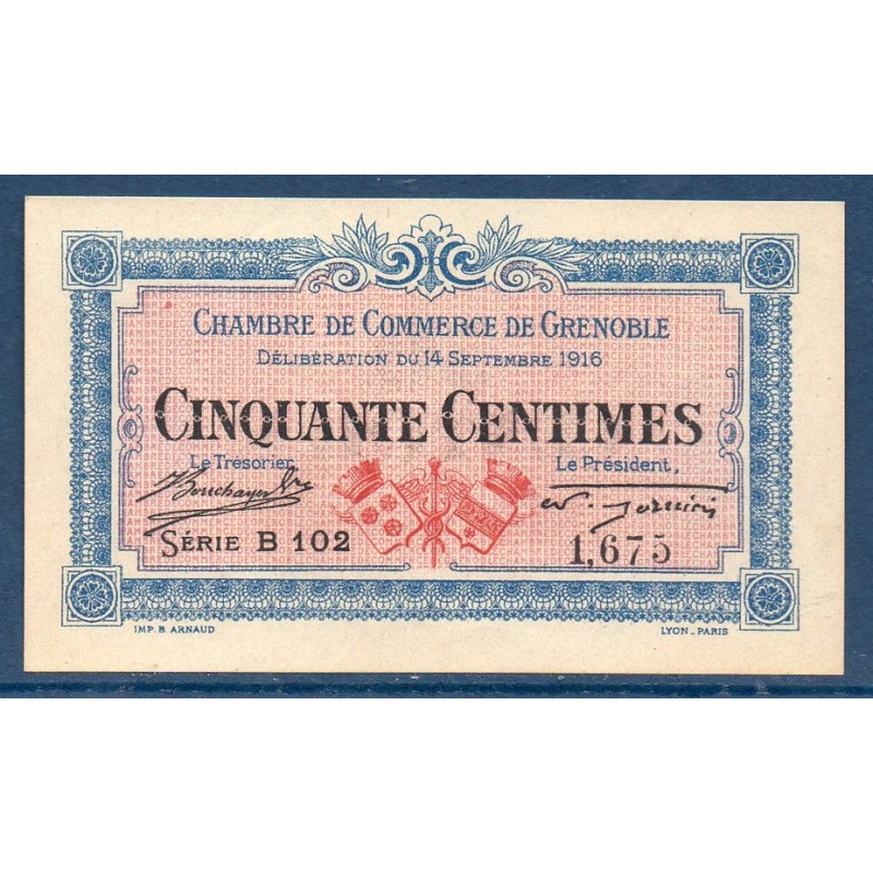 Grenoble 50 centimes Spl 14.9.1916 Pirot 63.1 Billet de la chambre de Commerce