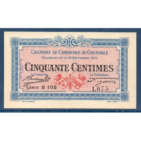 Grenoble 50 centimes Spl 14.9.1916 Pirot 63.1 Billet de la chambre de Commerce