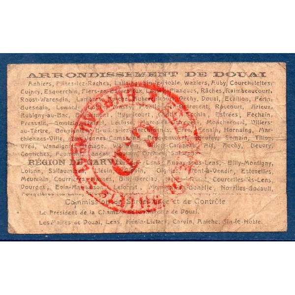Douai Bon Communal 25 centimes TB- 22.5.1916 pirot 59-754 Billet