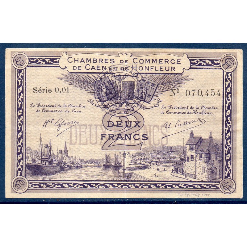 Caen, Honfleur 2 Franc TTB 31.12.1920 Pirot 34.10 Billet de la chambre de Commerce
