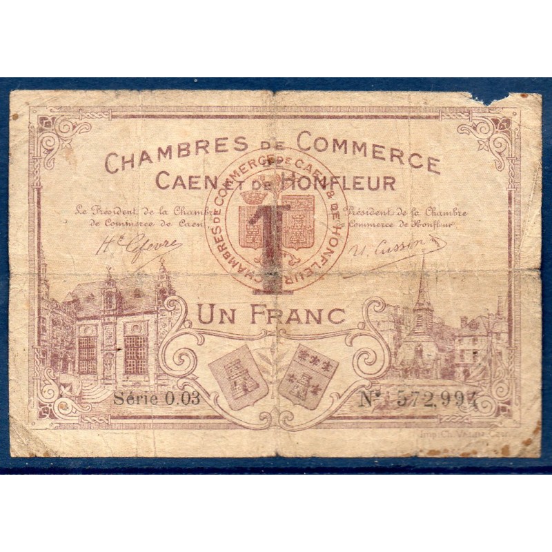 Caen, Honfleur 1 Franc B 31.12.1920 Pirot 34.6 Billet de la chambre de Commerce