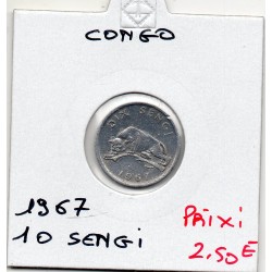 Congo 10 Sengi 1967 Sup, KM 7 pièce de monnaie
