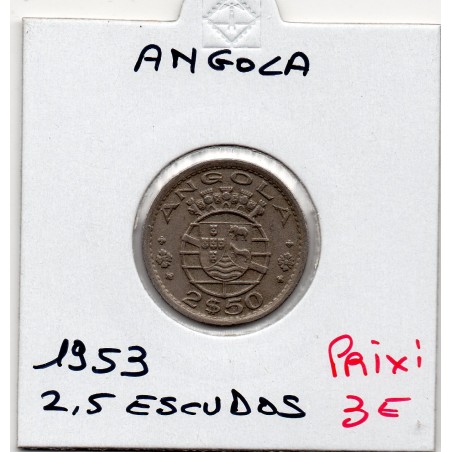 Angola 2 1/2 escudos 1953 TTB, KM 77 pièce de monnaie