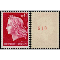 Timbre Yvert No 1536Bc France variété Marianne de Cheffer Numero rouge