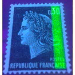 Timbre France Yvert No 1611b Type Marianne de Cheffer variété 1 bande de phosphore