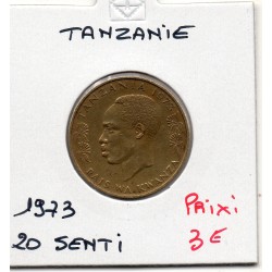 Tanzanie 20 senti 1973 TTB+, KM 2 pièce de monnaie