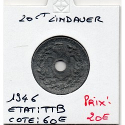 20 centimes Lindauer 1946, TTB France pièce de monnaie