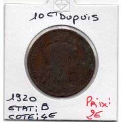 10 centimes Dupuis 1920 B, France pièce de monnaie