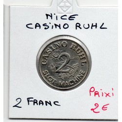 Jeton 2 francs casino Ruhl à Nice