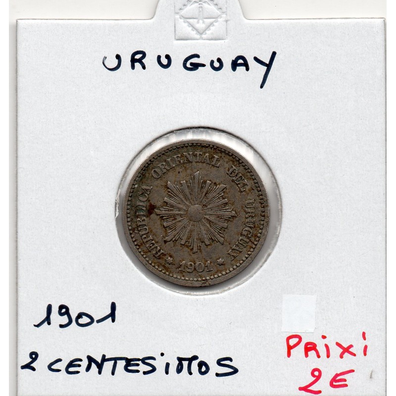 Uruguay 2 Centesimos 1901 TTB, KM 20 pièce de monnaie