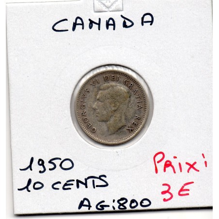 Canada 10 cents 1950 TTB, KM 43 pièce de monnaie