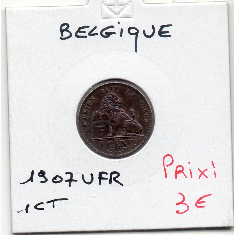 Belgique 1 centime 1907 en Français Sup, KM 33 pièce de monnaie