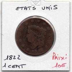 Etats Unis 1 cent 1822 B, KM 45.1 pièce de monnaie
