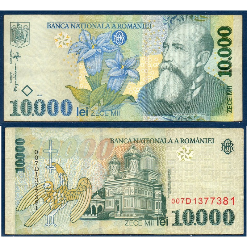 Roumanie Pick N°108a,  TTB Billet de banque de 10000 leï 1999