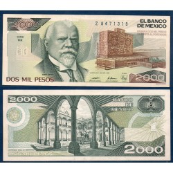 Mexique Pick N°86c, TTB Billet de Banque de 2000 pesos 1989