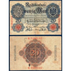 Allemagne Pick N°40b, TB Billet de banque de 20 Mark 1910