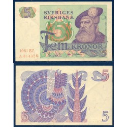 Suède Pick N°51d, Sup Billet de banque de 5 Kronor 1977-1981