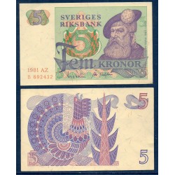 Suède Pick N°51d, Spl Billet de banque de 5 Kronor 1977-1981