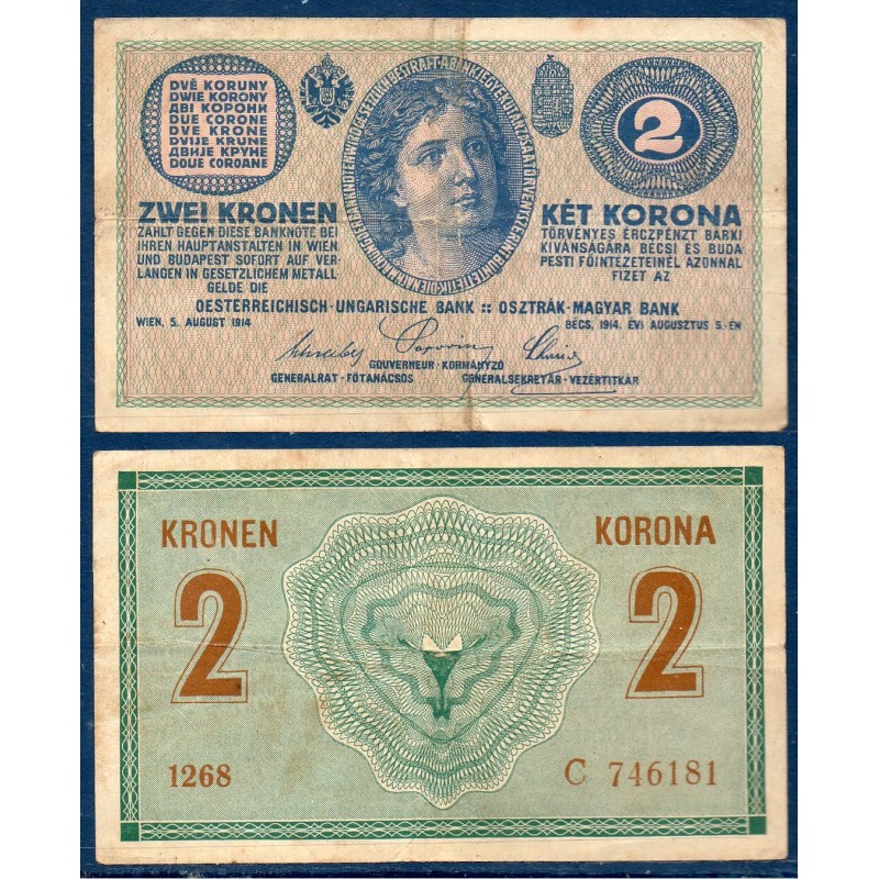 Autriche Pick N°17b, TB Billet de banque de 2 Kronen 1914