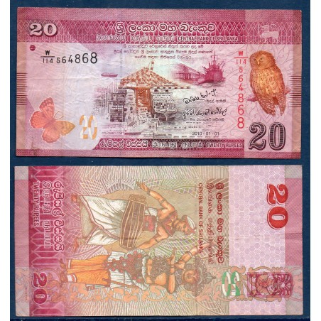 Sri Lanka Pick N°123a, Billet de banque de 20 Rupees 2010