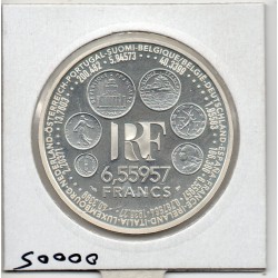 6.55957 francs argent BE 1999 Parité Franc euro pièces de monnaies de Paris